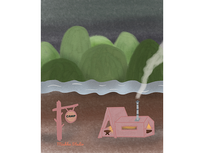 After the Climb camping camping illustration digital art digital illustration graphic design hiking home decor office decor wall art wall decor