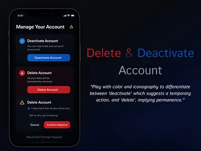 Delete & Deactivate Account delete designs figma ui uichallenges