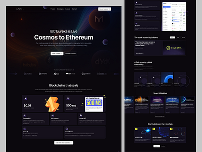 Cosmos Redesign - ETH Mainnet Landing Page/Website blockchain clean colorful crypto dark eth etherium framer gradient homepage landing page marketing page site ui web web design web3 webflow website wordpress