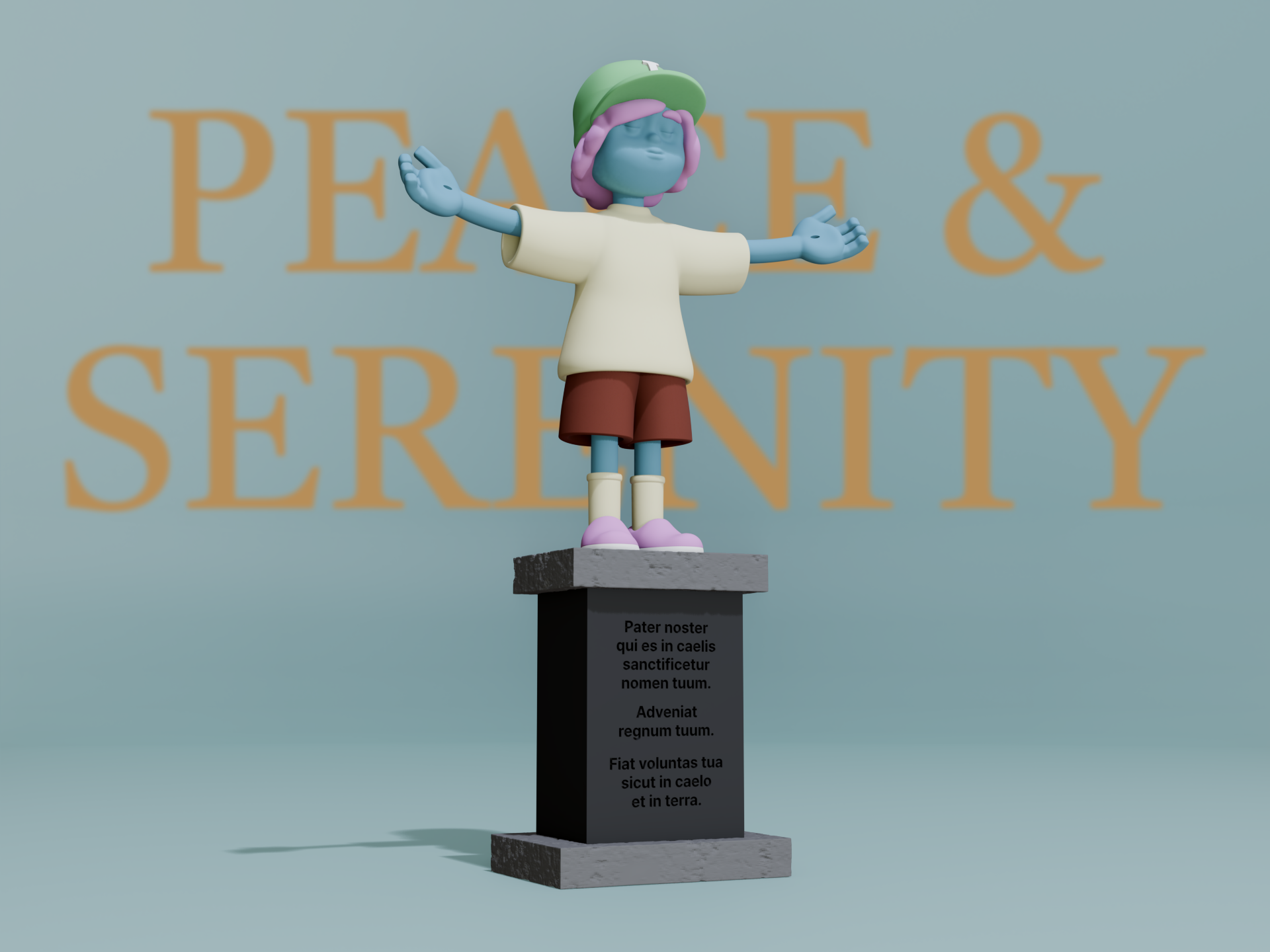 The J “Peace & Serenity” pedestal ver. 3d art figure art toy character commission designer toy illustration modeling