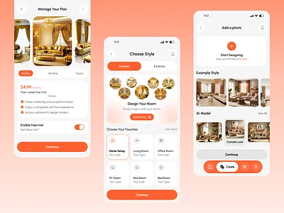 AI Home Interior Design | Mobile App. ai ai exterior design ai home design ai home interior ai home interior app ai interior design ai mobile app app design design home design interior app ios living mobile mobile app mobile application ui uiux