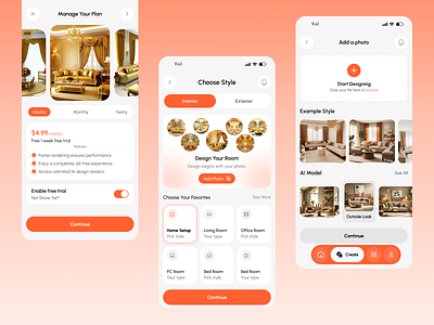 AI Home Interior Design | Mobile App. ai ai exterior design ai home design ai home interior ai home interior app ai interior design ai mobile app app design design home design interior app ios living mobile mobile app mobile application ui uiux