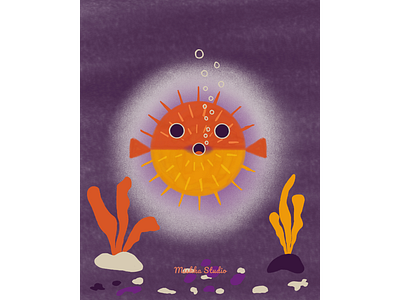 Pufferfish digital art digital illustration fish art graphic design home decor office decor puffer fish pufferfish stylized fish wall art wall decor