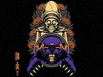 Día de Muertos cartoon cat character design graphic design illustration panther skull vector