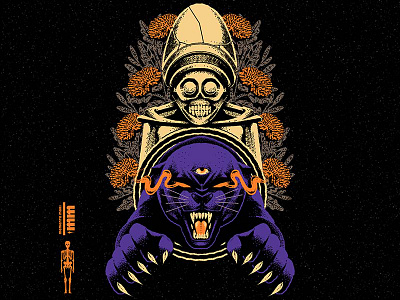 Día de Muertos cartoon cat character design graphic design illustration panther skull vector