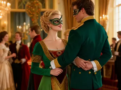 Yuletide Masquerade Ball cover art work graphic design historical romance regency yuletide