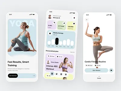Fitness App Design clean design daily workout fitness app health tracking ios app meditation minimal ui mobile mobile app ui design wellness app workout tracker yoga app
