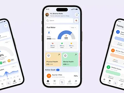 Health and Fitness Tracking Mobile App UI Design app animation fitness fitness app fitness tracking food track app gym app health app health track app ios app minimal app mobile app mobile app design mobile design mobile ui design radiyal tracking app ui ui design workout