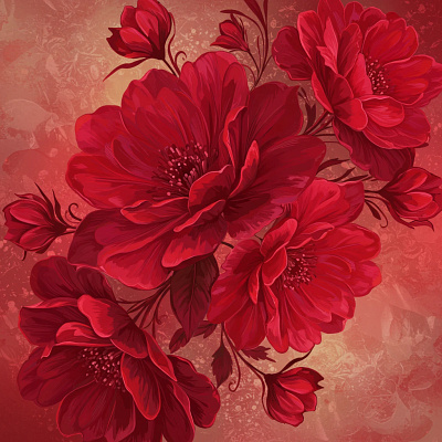 A vibrant floral pattern with detailed petals and leaves. app branding design graphic design illustration logo typography ui ux vector