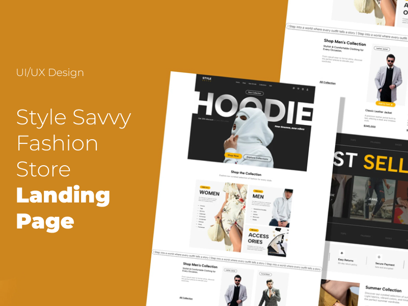 Style Savvy Clothing Store Landing Page branding digital product design fashion store landing page graphic design hoodie page landing page landing page 2025 men clothing page minimal web design streetwear design suiting landing page ui ux web design website modern design women clothing page
