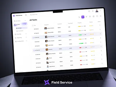Field Service Dashboard - Task Management UI all task dashboard design designer erp field service light version list product saas service management task management topdesign uidesign uiux
