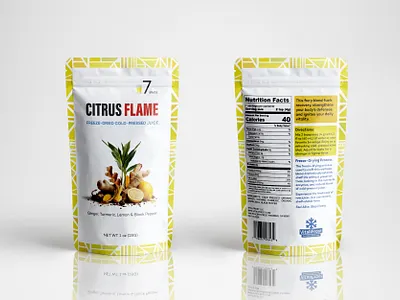 CITRUS FLAME | FREEZE-DRIED COLD-PRESSED JUICE branding citrus flame cold pressed design freeze dried juice graphic design illustration juice label label design packaging design pouch design pouch label product label design