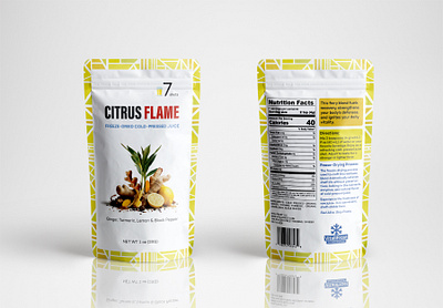 CITRUS FLAME | FREEZE-DRIED COLD-PRESSED JUICE branding citrus flame cold pressed design freeze dried juice graphic design illustration juice label label design packaging design pouch design pouch label product label design