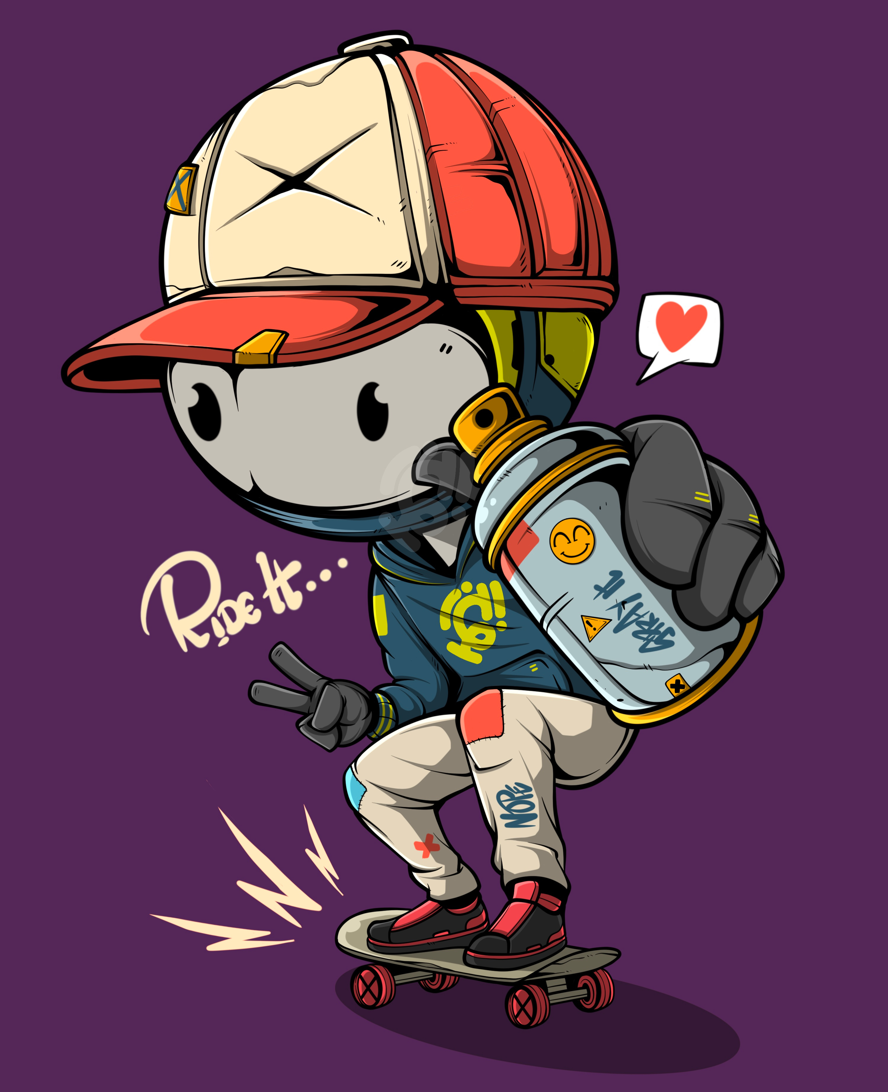 Ride it apparel art character cyberpunk design doodle esport game illustration merchandise nft sticker vector