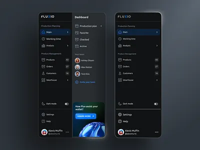 Dark Sidebar banner blur dark dashboard icon icon pack icon set iconography list profile side bar sidebar