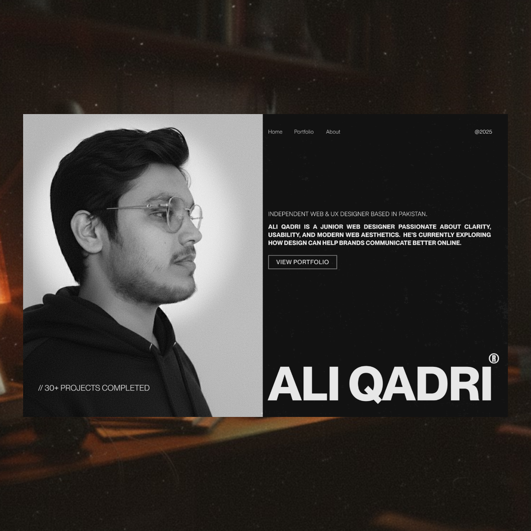Portfolio Website Concept Design 2025 ali qadri editorial website grid system portfolio website portfolio website design social media design swiss design web design web designer web designing
