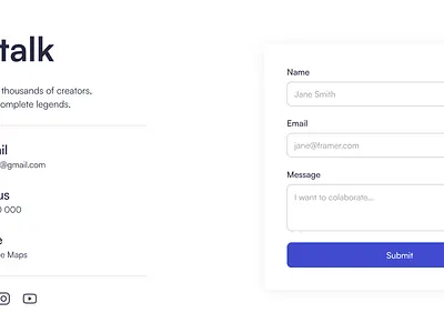 CONTACT US SECTION ui ux