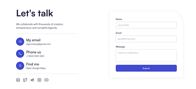 CONTACT US SECTION ui ux