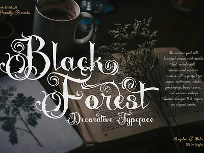 Black Forrest - Decorative Typeface 1900s font blackletter font brand identity font classic script decorative font fashion font headline font logotype nostalgic font script typography victorian font vintage font