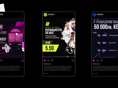 BetMarket Social Media Templates betting betting app bingo branding casino design graphic design instagram logo mobile post social media sport app templates ui website