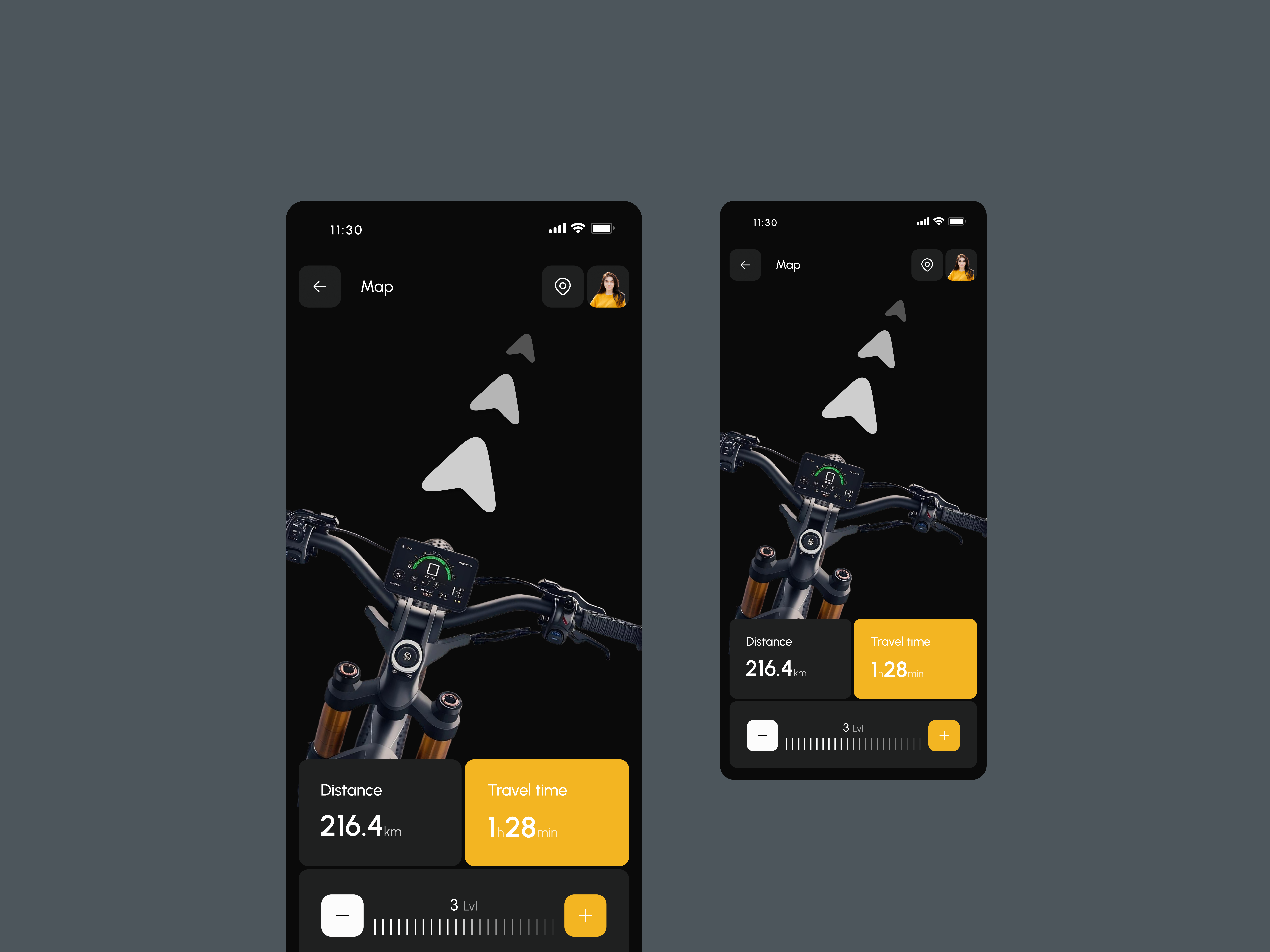 E-Bike Mobile App UI/UX app design app ui bicycle app bike ui biking dark ebike ebike mobile app ecycle electric bike maps minimal mobile app navigation popular scooter software tracker ui ux