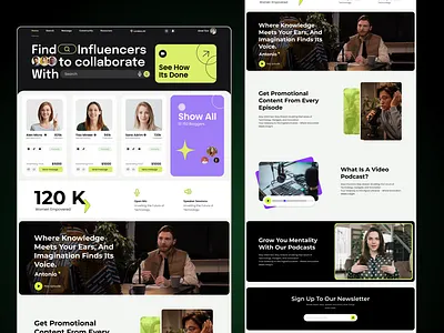 Influencer - Podcast Website Landing Page branding design graphic design illustration logo powerpoint presentation template ui vector