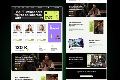 Influencer - Podcast Website Landing Page branding design graphic design illustration logo powerpoint presentation template ui vector