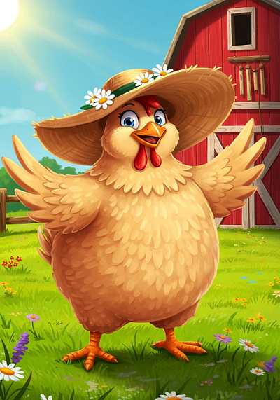 A happy cartoon chicken app branding design graphic design illustration logo typography ui ux vector