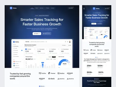 Sales Tracking SaaS Landing Page Design dashboard dashboard design finance fintech landing page design product design saas saas landing page saas web saas website saas website design sales analytics sales anlytics sales track sales tracking ui ux web app web design website