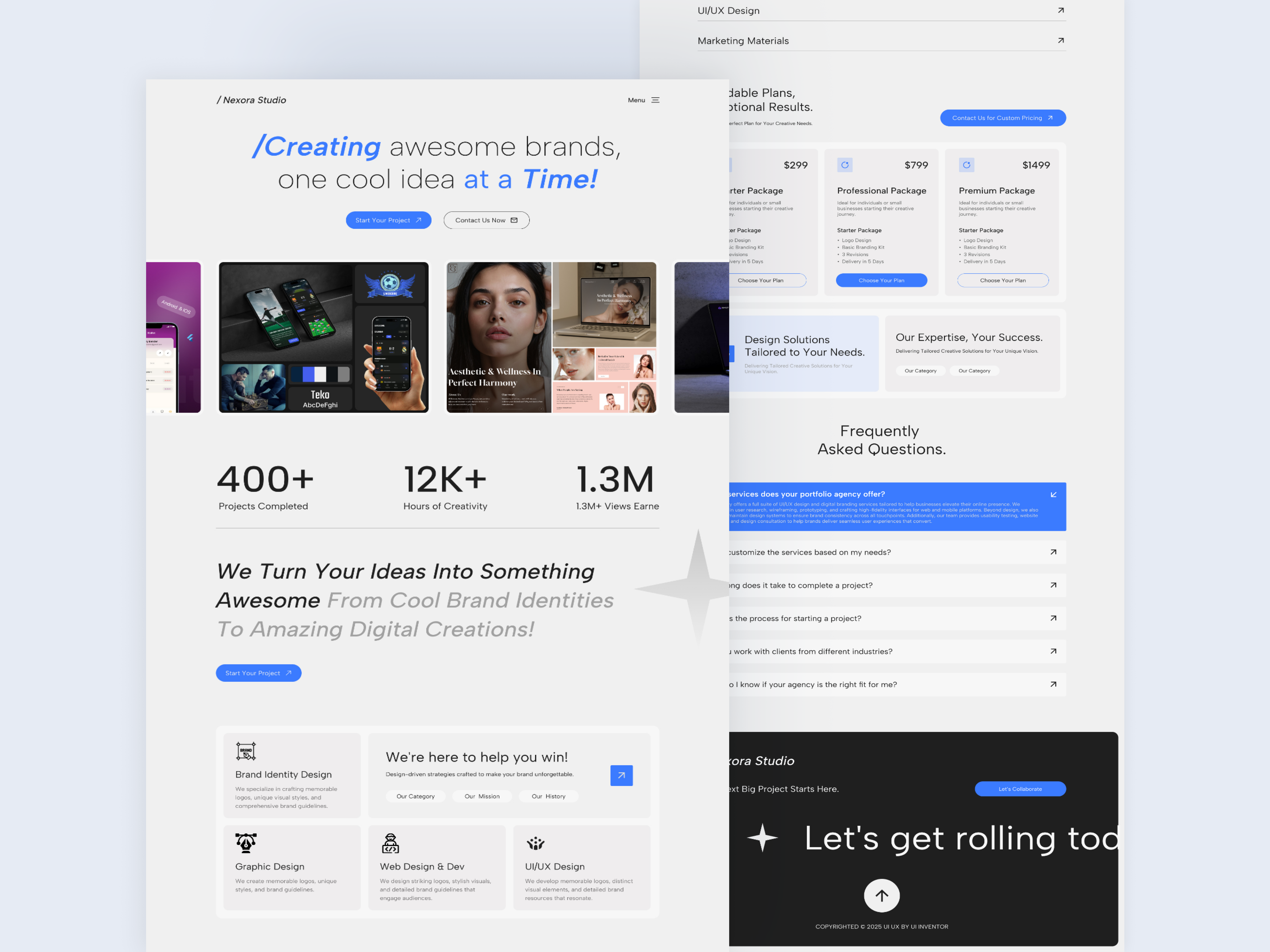 Nexora Studio Portfolio Agency Website agency website branding branding web creative agency creative agency website digital agency graphic design landing page minimal web design portfolio website responsive web design ui ui design visual design portfolio web design web ui web ui kit webflow website concept website inspiration