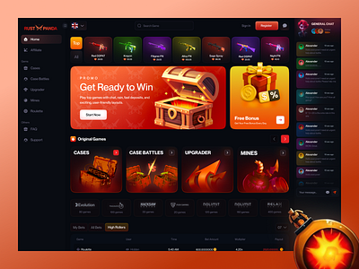 Case Opening & Battle Dashboard UI case battle case opening casino ui cs2 csgo dashboard design dribbble shot gambling ui game platform gaming dashboard gaming ui uiux design website design