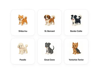 AI-Generated Dog Breeds ai illustrations llm ui design
