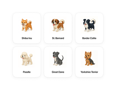 AI-Generated Dog Breeds ai illustrations llm ui design