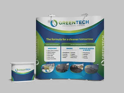 GreenTech Backdrop Design backdrop blue branding clean creative design eco environment friendly exhibition green leaf modern power plant print professional roadshow tradeshow water world
