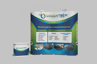 GreenTech Backdrop Design backdrop blue branding clean creative design eco environment friendly exhibition green leaf modern power plant print professional roadshow tradeshow water world