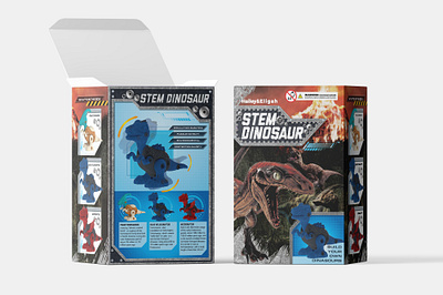 Stem Dinosour Box Design box branding clean creative dinosour dynamic jurassic kid freidnly label lively modern motion packaging park print professional volcano