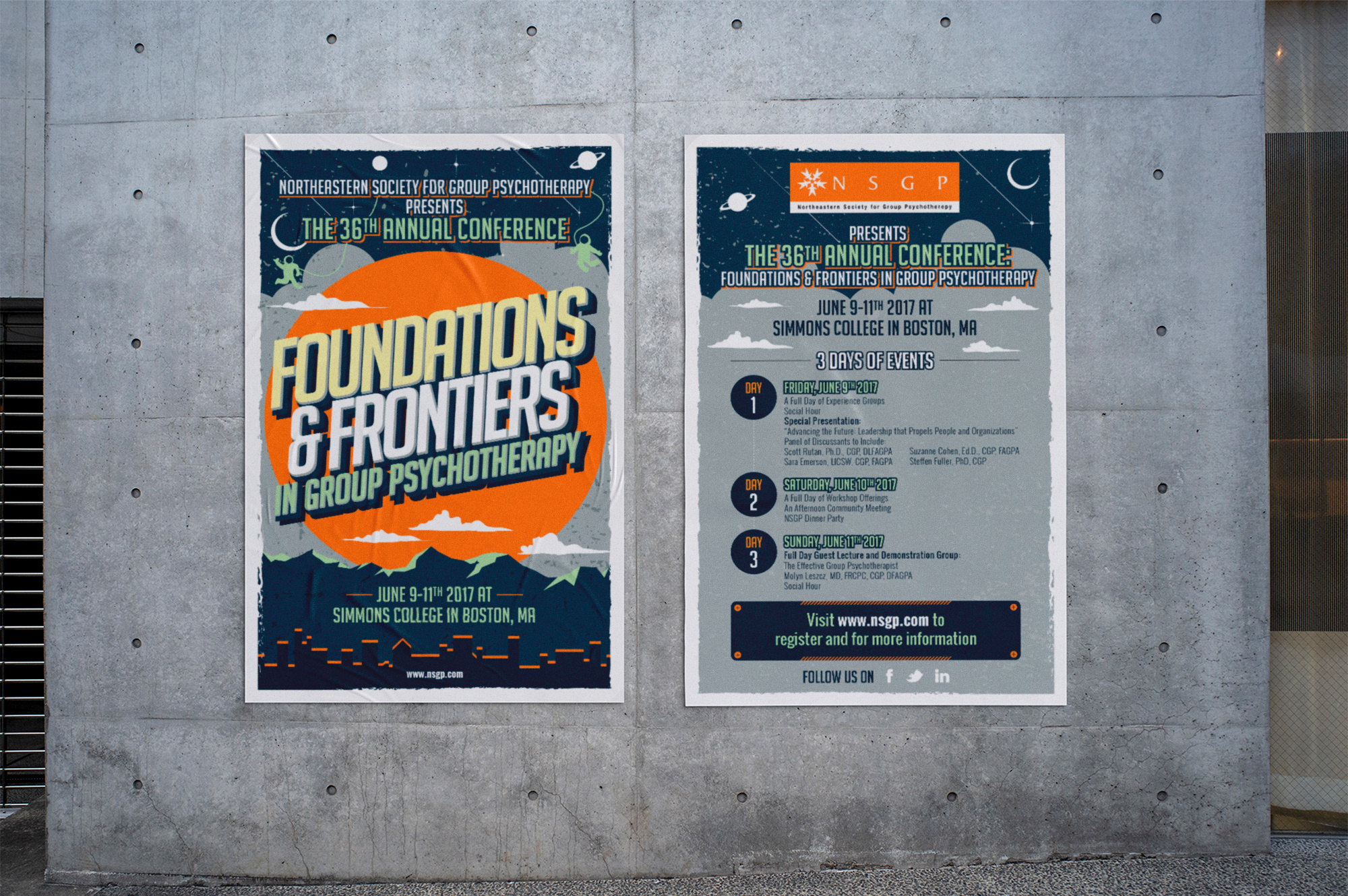 NSGP Poster Design annual conferrence astronomy branding clean collge cosmic creative design foundation meeting modern poster print professional psychotheraphy retro vintage web