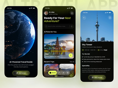 AI Travel App Smart Trip Planner, Destinations & Explorer Guide ai app ai powered app ai travel app ai travel guide app design mobile mobile app travel app travel booking ui travel experience app travel guide app travel planner trip planner app ui design