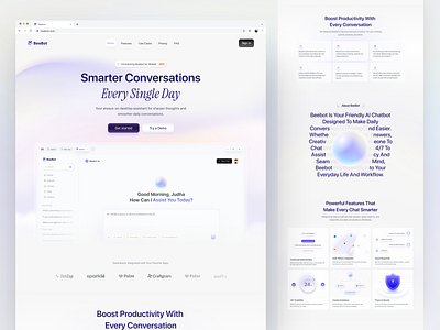 BeeBot 🐝 — AI Chat Bot Landing Page ai ai assist ai assistant ai consultant artificial intelligence assistant bot chat bot chatbot chatbot ui chatgpt gradient landing judha landing landing page product design saas saas landing siri virtual assistant