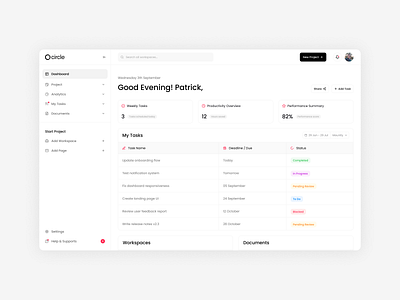 Task Manager Dashboard clean dashboard figma minimal product saas ui ui design ux ux design