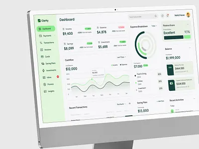 Clarity — Finance Dashboard branding custom website design figma design figma website graphic design logo motion graphics ui ui ux design user interface design web design website design