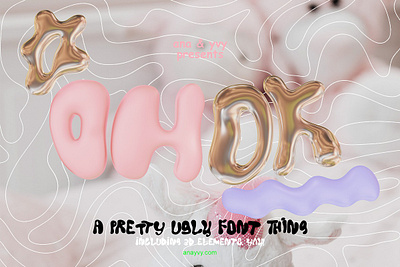 ok cool, metallic bubble font duo 3d bubble gold liquid metallic