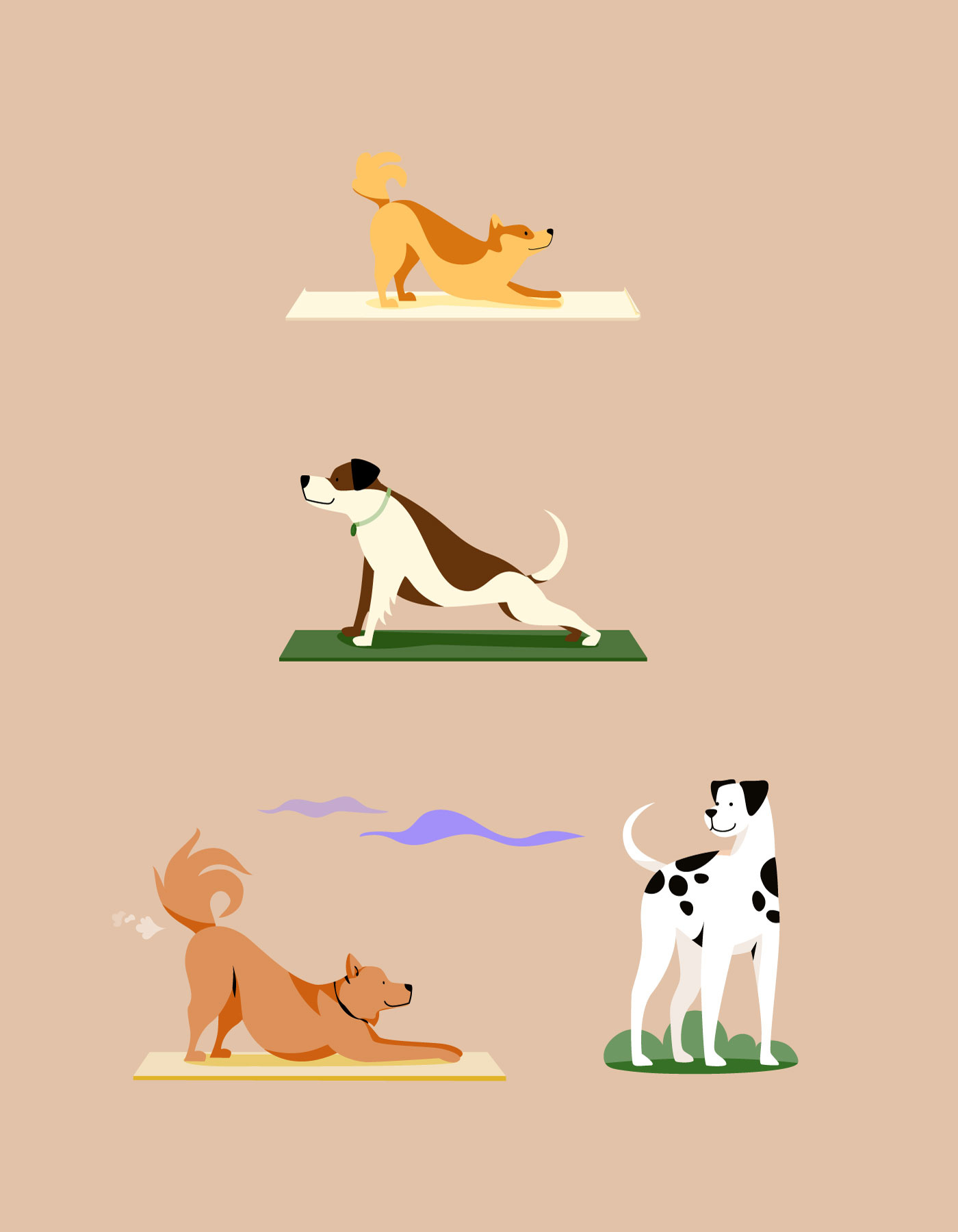 Dog pose animal character design dog graphic illustration pastel vector