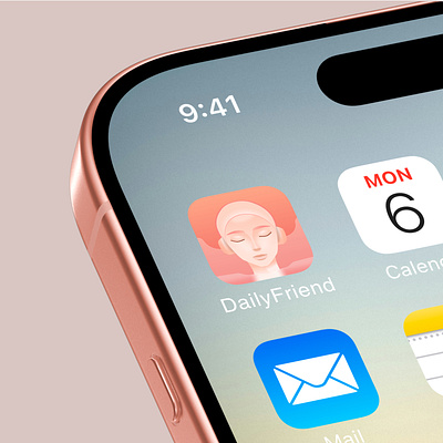 DailyFriend.ai Pre-Release App Icon ai calm female icon design illustration robot