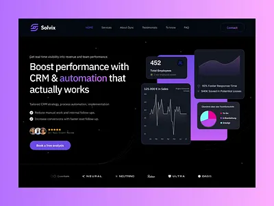 Solvix - SaaS Landing Page branding custom website design figma design figma website fullstack development fullstack website graphic design logo ui ui ux design user interface design ux web design webflow design webflow development website design website mockup wordpress wordpress website