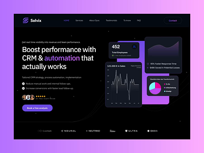 Solvix - SaaS Landing Page branding custom website design figma design figma website fullstack development fullstack website graphic design logo ui ui ux design user interface design ux web design webflow design webflow development website design website mockup wordpress wordpress website