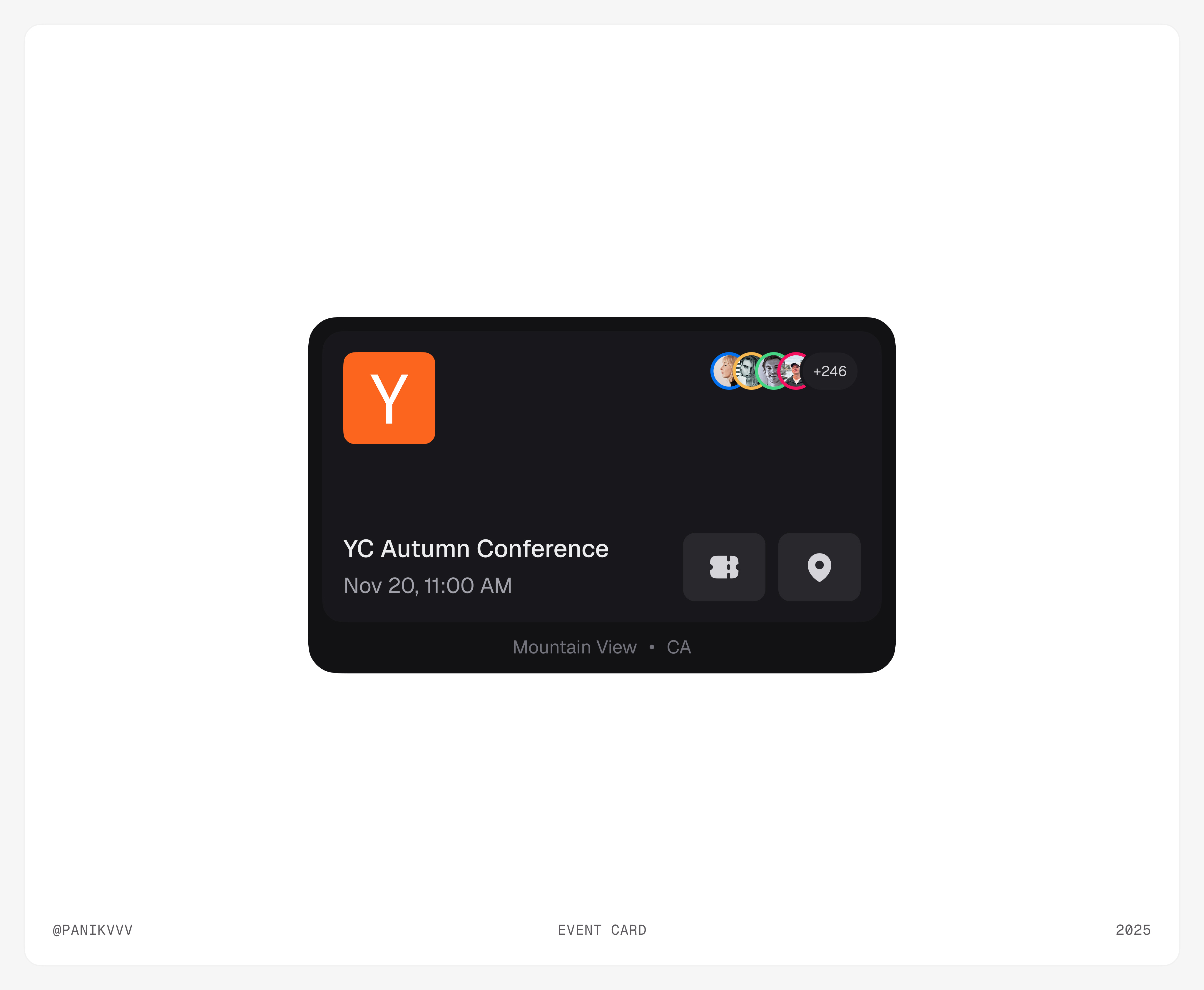 Event card ✨ event app event app design event card event management events ios ios app ios design ui y combinator yc 2025 yc 2026 yc 2027 yc design