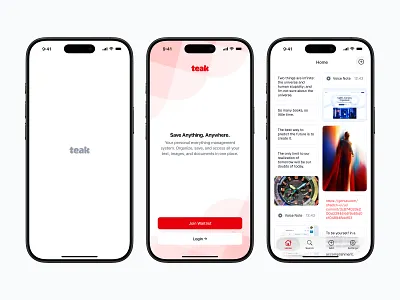 Initial Screens for Teak App 💃 app design minimal mobile saas ui web design
