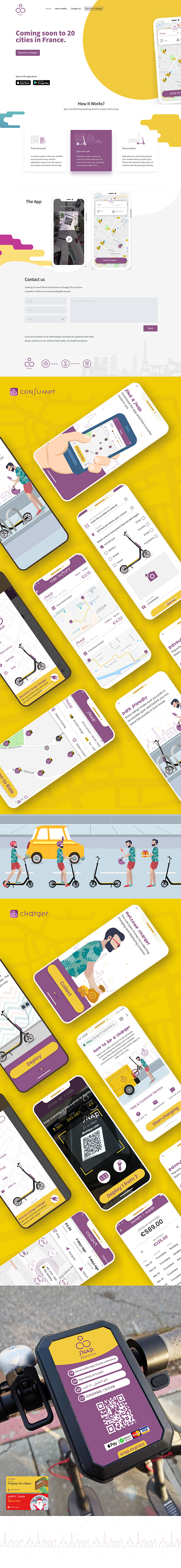 Snap, Drag & Drop electric scooters app app app design scooter ui