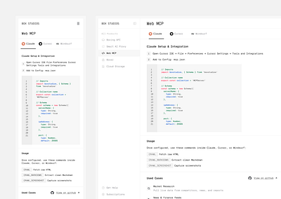 Box Studios MCP Panel dashboard mcp ui ui design web design